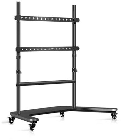 Mobiler TV-Wagen mit Rädern - Höhenverstellbarer tragbarer TV-Standfuß, Tragkraft bis zu 150 kg/330 lbs, für 42-90 Zoll Bildschirme, Max 700 x 600 mm
