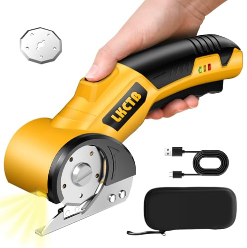 LKCTB Cordless Cardboard Cutter with Electric Scissors, Brushless Motor, 3500mAh Battery, 800 RPM, LED Light – High Efficiency & Durability for Cardboard, Cartons, and Plastic