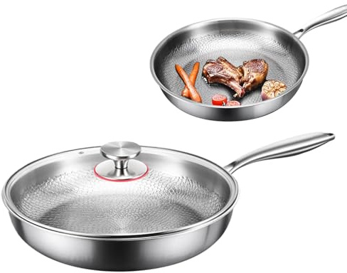 Titanium Hammered Pan Pro Titanium Nutr i Stekpanna Hamrad Stekpanna Gryta Nonstick Kokkärl Multifunktionell 26cm 28cm 30cm För Induktionshäll Camping Matlagning