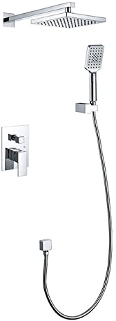 GTHTUHFD Sistema De Ducha Cromado Empotrado, Conjunto De Ducha De Baño Mural con Cabezal De Ducha Superior, Conjunto Mezclador De Ducha Ajustable De Latón para Hotel Y Gimnas