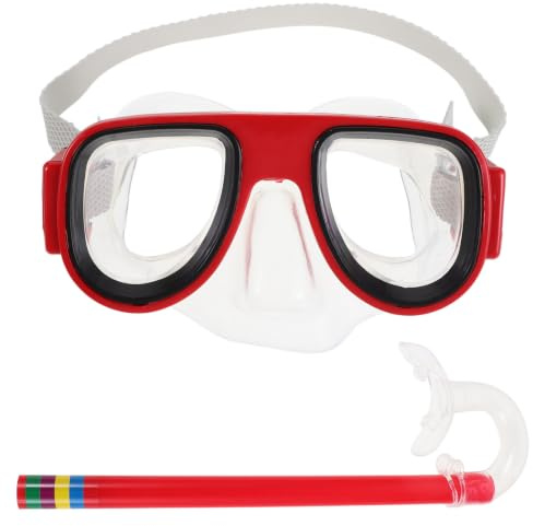 SHINEOFI Ensemble de Plongée pour Garçon et Filles avec Lunettes de Natation Anti-buée et Tuba en Silicone Rouge, Respirabilité Fluide et Protection l'eau de Mer, Piscine et Océan