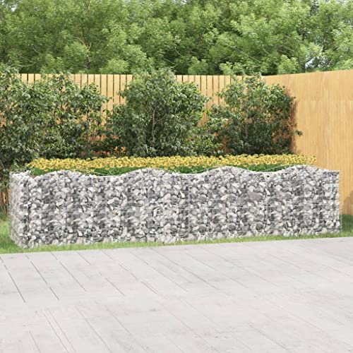 Yunovire Gabion upphöjd bädd med båge 400 x 100 x 100 cm galvaniserat järn robust trädgårdskruka för blommor örter bonsai och dekoration i trädgården terrass balkong