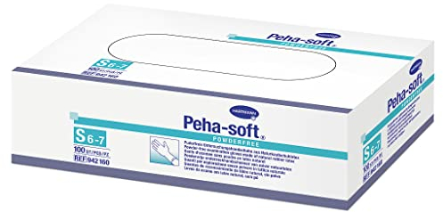 Peha-soft Guantes Desechables de Látex, Sin polvo, No Estéril, Talla S, 100 unidades