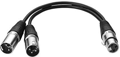 SIENOC 30cm XLR Splitter Kabel Mikrofon Female to Dual Male Stecker Y Splitter Kabel Adapter (Silber)