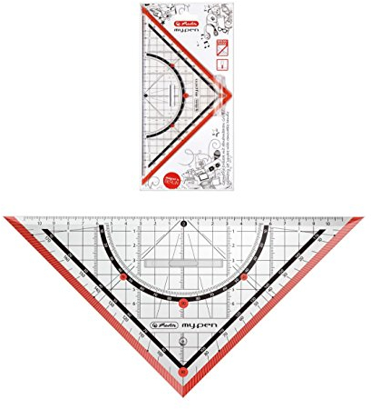Herlitz Geometriedreieck my.pen / 25cm / mit Griff / Farbe: rot