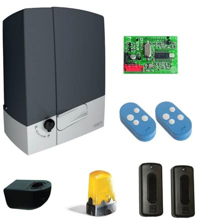 CAME Kit Motore BXV per cancelli scorrevoli fino a 600 kg e 18 m composto da motore a 24 V, fotocellule, due trasmettitori, scheda radiofrequenza, lampeggiante, base per il fissaggio, cavo antenna