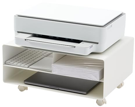 Yamazaki 4348 TOWER Druckerstation, weiß, Stahl, Minimalistisches Design, 48 x 37 x 19 cm (LxBxH), Weiss