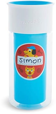 Munchkin Miracle 360 Insulated Sippy Cup, Includes Stickers to Personalise Cup, 9oz/266ml, Blue
