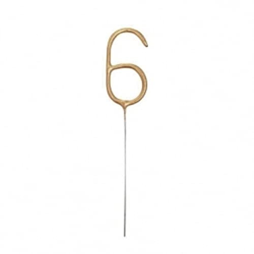 Gold Glitz Party Sparkler Number 6 (17cm) - Perfect for Birthday, Anniversary & Memorable Celebrations - 1 Pc