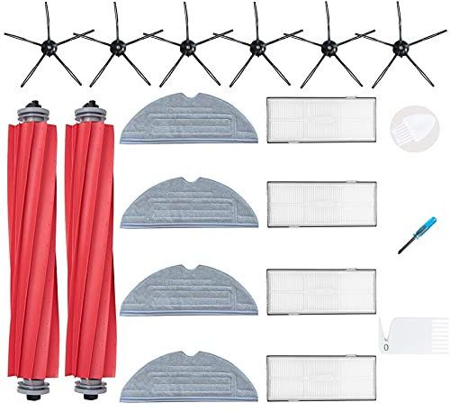 Loveco Zubehör Ersatz Kompatibel für Roborock S7 S7 Plus S7 MaxV , Ultra Roboter Staubsauger,2 Hauptbürste, 4 Filter,6 Seitenbürsten,4 Mopptüchern, 1 Bürstenreinigungswerkzeug