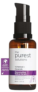 The Purest Solutions Vita-A Rejuvenating Retinol Serum (1% Retinol + Ceramide) - Promote Skin Hydration - Reduce Wrinkles, Fine Lines and Signs of Aging - Vegan | Cruelty Free | Eco Friendly (30 ml)