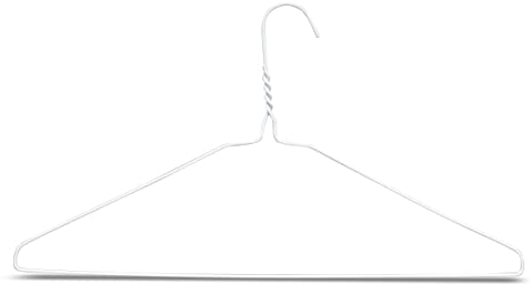 RSR Hangers Kleiderbügel 100 Stück Set Metall Drahtkleiderbügel Draht 3,0 mm Weiß Hemdenbügel Blusenbügel Metallkleiderbügel Drahtbügel extra Stark
