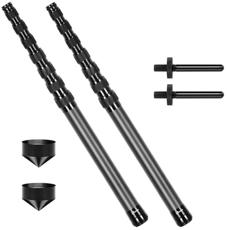 Telescopic Tarp Poles Set of 2, Carbon Fiber Telescopic Tent Pole 3m Height Adjustable(59.5-300cm), Lightweight Portable Super Tough Tarp Pole for Tent Fly, Camping, Shelter, Awning