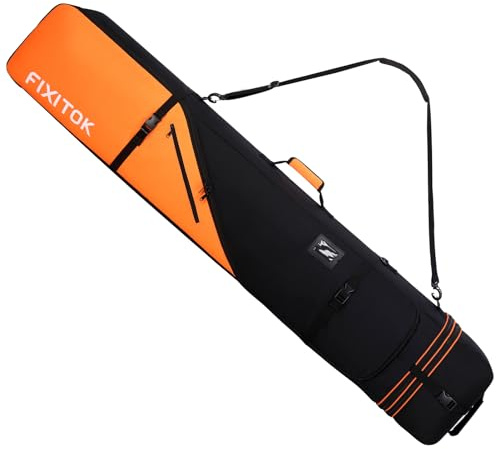 FIXITOK Snowboard & Ski Bag for Air Travel, Waterproof Full Padded Snowboard Bag Fit Board, Boots, Clothes, Helmet and Gear, Adjustable Length Ski Bag(157CM-181CM)