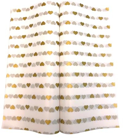 Suiwen 150pcs Gold Heart Wax Food Greaseproof Deli Paper Liners Wrapping Tissue for Plastic Food Basket 25 * 22cm (9.8 * 8.6inch)
