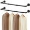 YheenLf Kleiderstange Deckenmontage Schwarz, 2er Set, 100cm Garderobenstange Wandmontage Industrial, Kleiderständer für die Wand, Wandregal Küchenregal, Einfache Montage