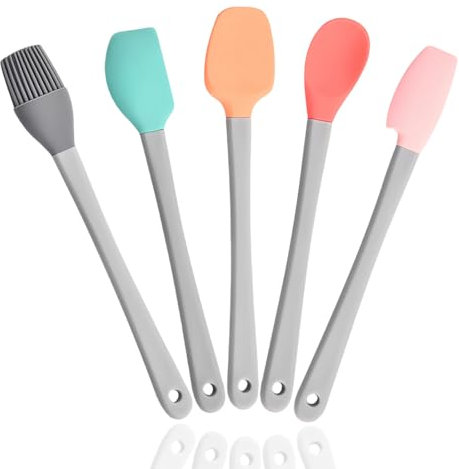 Set di 5 Spatole in Silicone Multicolore, Resistenti al Calore per Cucinare e Mescolare