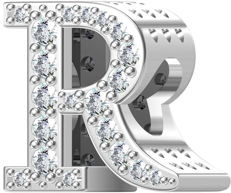 ChenYuTe 925 sterlingsilver bokstavsberlocker A~Z 5A zirkon bokstäver berlocker pärla alfabet berlock kompatibel med europeiska armband och halsband, Sterlingsilver, Kubisk zirkonia