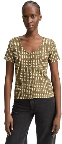 TOM TAILOR Denim Maglietta da Donna, 37837 - Stampa a Pois Olive Batik DOT, S