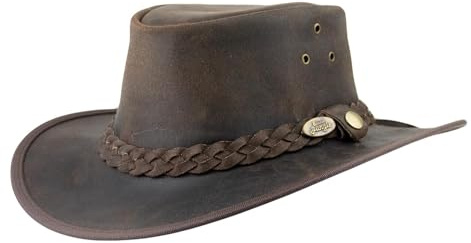 Black Jungle BALAT Lederhut, Westernhut, Australienhut, Cowboyhut (DE/NL/SE/PL, Alphanumerisch, M, Braun)