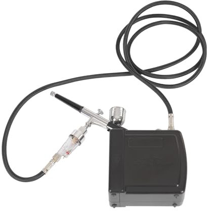 Mini-airbrush-set, airbrush-kompressor, DC 12 V, tryckområde: 2–15 PSI, pennhållaren kan roteras 360°, svart, lämplig för bil- och hjälmmålning, T-shirt målning, skomålning, frisör