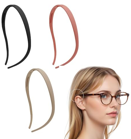 ZWWOGE 3 cerchietti Fasce per capelli, sottili, antiscivolo, comodo, per chi indossa gli occhiali, tutti i giorni, nero, arancione, kaki
