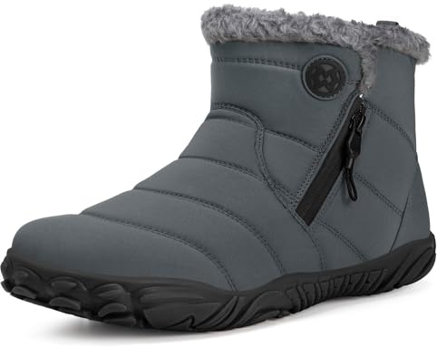 Eagsouni Bottes Barefoot Homme Femme Hiver Chaussures Chaudes Bottines de Neige Minimaliste Confort Boots, Gris, 40 EU