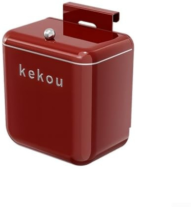 Drivstraw Cubo de basura de cocina retro verde montado en la pared con tapa oscilante, anillo de almacenamiento integrado, tapa de doble dirección, cubo de basura de plástico para ahorrar espacio