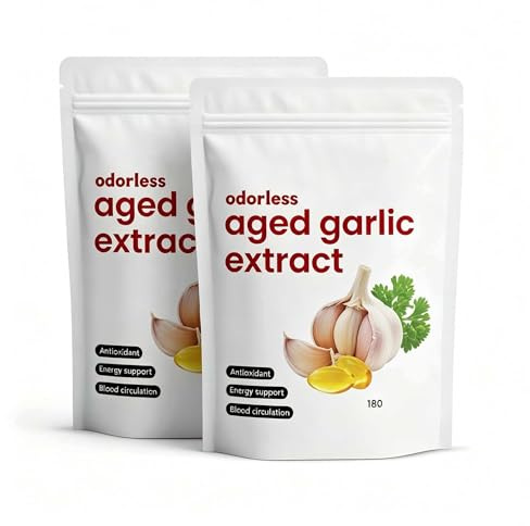 Åldrad vitlöksextrakt | Immunstöd| Luktfri vitlök,icke-GMO | 180 Räkna,2pcs