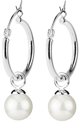 Heartbreaker Einhänger für Creolen mit weißer Muschelkernperle in Echtsilber | Kollektion Style & Go | Einhänger aus 925 Sterlingsilber mit Perle für Creolen | LD MR 31-W