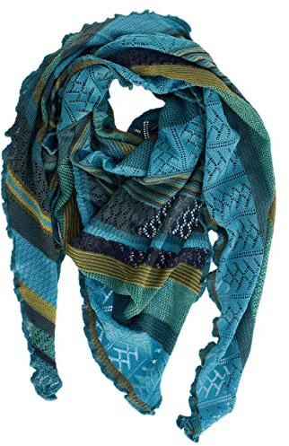 Invero, Écharpe triangulaire/châle en mérinos Kyra, 100 % laine, pétrole, Groß (lange Seite 220cm, kurze Seiten 165 cm)
