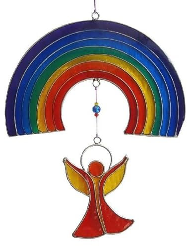 Saraswati Suncatcher Engel unter dem Regenbogen Resin Mehrfarbig 16x25cm