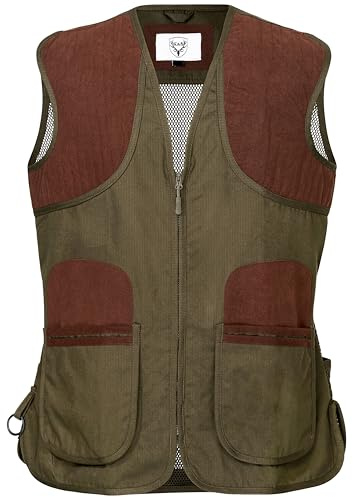 K&S Outdoorors Skjutväst klassisk olivgrön herr jaktväst trap skeet av bomull, Olivgrön, 60