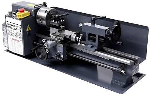 Mini Torno de Metal de 7''x14'', Mini Torno de Metal de sobremesa con Motor HP de 550 W, tornos de Metal de Potencia de 50-2500 RPM, con portabrocas de 3 mordazas, Utilizado para mecanizado de Piezas