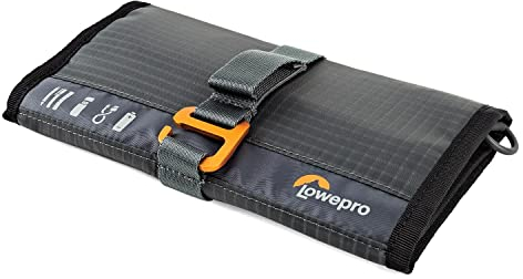 Lowepro GearUp Wrap, Essentials Travel Case for Cords, Cables, USB Chargers, Batteries, SD Case, Smartphone Accessory Organizer, Made with Recycled Fabric, Grey