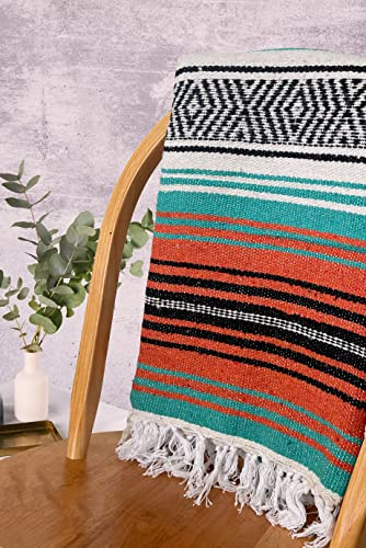 Base yoga Cotton Mexican style meditation blanket/yoga blanket - in traditional weave/relaxation/yoga studio/boho Falsa throw 188 x 132 cm