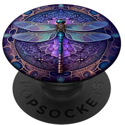 Boho Theme Lila Libelle Blumenmuster || Frieden Mandala || Violett Mandala PopSockets Klebender PopGrip für Smartphone
