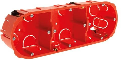 Zenitech - Boîte d'Encastrement Placo Triple - EntraXe 71mm - Rouge - Compatibilité Murs Plaque de Plâtre, Multi-Appareillages, Résistance 850°C, Fixation Vissage - Prête à l'Emploi