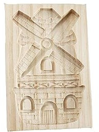 Carved Wooden Cookie Stamp Mould Rose Flower Cookie Cutter Cookie Presses Stamps for Thanksgiving Birthday Baking Tool(windmill)