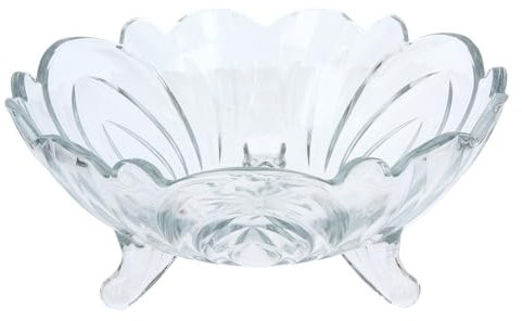 Reldor 23cm Large Glass Serving Bowl, Modern Glass Bowl | Salad Bowl, Dishwasher Safe – Ideal for Fruit, Trifle, Trifle Dessert Serving, Ice Cream, Pudding, and Footed Decorative Bowl