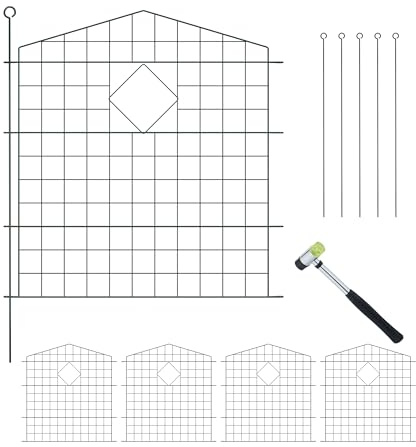 Relaxdays Recinzione per Aiuole, Set 5 Pannelli per Stagni e Prati in Giardino, Bordure in Metallo, HxL: 78x75 cm, Verde, Ferro, Acciaio, Gomma