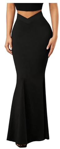 GORGLITTER Women's High V Waist Fishtail Long Skirts Bodycon Maxi Elegant Cocktail Skirt