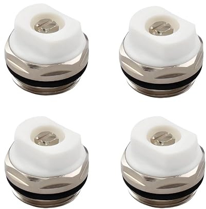 4 Pack Radiator Bleed Valves 1/2 BSP Nickel-Plated Brass Air Vent Plug Screws, Manual Radiator Air Release Valves for Towel Rail & Heating System Maintenance