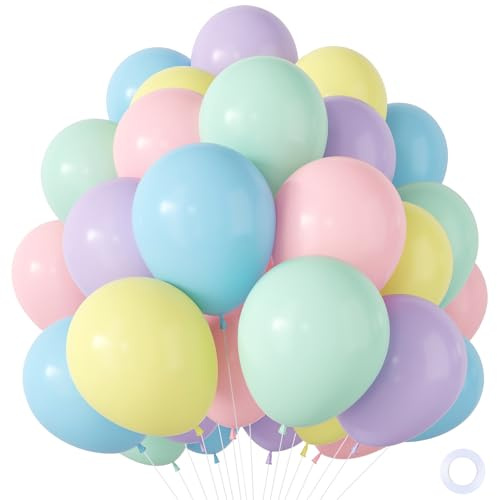 Pastellballong, 100 st makaron rosa blå gul lila gröna födelsedagsballonger med latex regnbågsballonger, färgglada heliumballonger för barn födelsedag baby shower förlovning bröllop examen, 30 cm