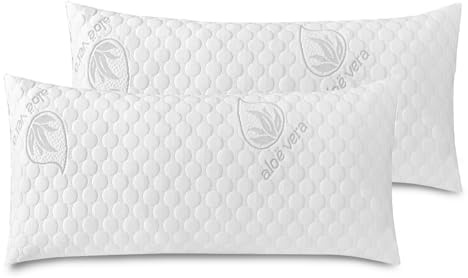 MERCURY TEXTIL- Almohada de Copos Viscoelásticos, Tejido Strech de Aloe Vera Transpirable y Termorregulable, Firmeza Media (70 cm Pack 2)
