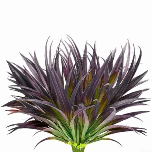 Paquete de 6 plantas artificiales de gladiolo para jardín, patio y decoración del hogar, plantas verdes falsas de plástico con textura realista, no necesita riego (C)