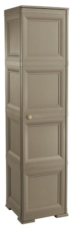 MA MAISON Armadio a Colonna in Plastica 40 x 43 x 164 cm con 4 Ripiani e 1 Anta – Mobile Verticale Salvaspazio per Organizzazione Casa (Wengé)
