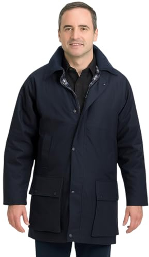 Giacca antipioggia in cotone trapuntato imbottito e cotone cerato Navy Large