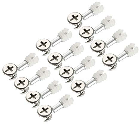 sourcing map 3-in-1 Furniture Connecting Kit 13mm OD Cam Fitting, M6x25mm Dowel Screws, 10.7mm OD Pre-inserted Nut 12 Sets