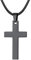 Edelstahl Kreuz Kette Herren Schwarz mit Leder Kette Länge von 55 bis 66cm